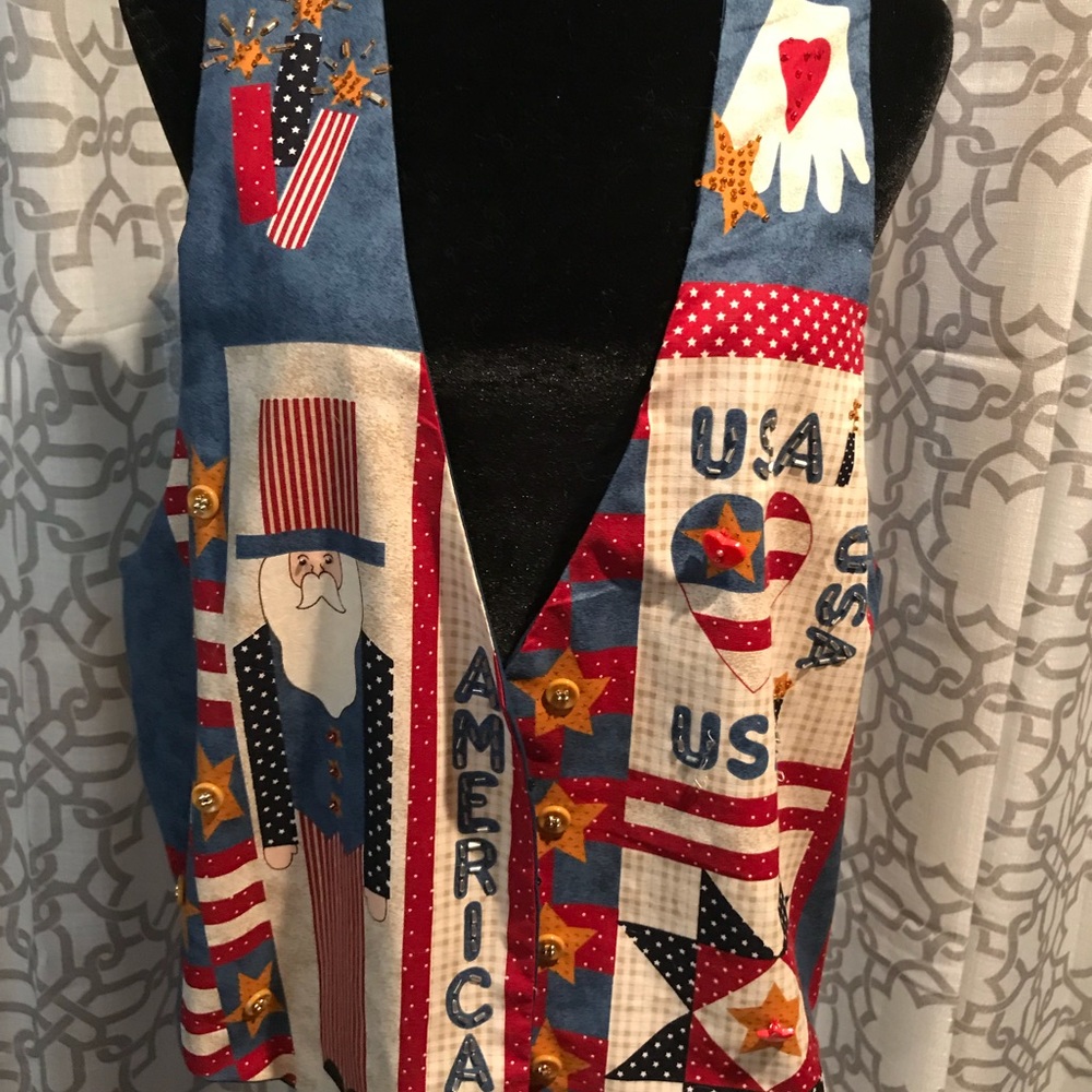 Patriotic women’s vest handmade L/XL